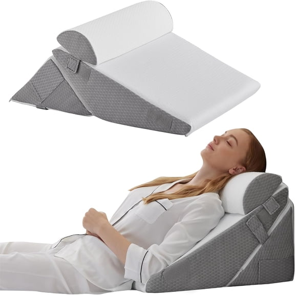 Pillow Headboard, 3PCS Orthopedic Bed Wedge Pillows Set for After Surgery, Adjustable Pillow Wedge for Acid Reflux&Back Pain Relief, Sleeping, Back Pillow for Bed Sitting Up