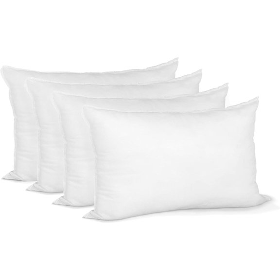 Pillow Insert 12" x 20" Indoor Outdoor Polyester Filled Standard Cover (4 Pack)
