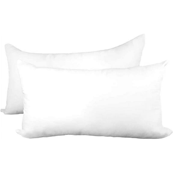 Pillow Insert 12" x 24" Polyester Filled Premium Fabric Cover (2 Pack)