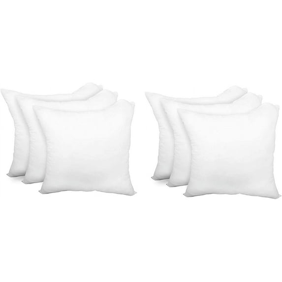 Pillow Insert 20" x 20" Polyester Filled Premium Fabric Cover (6 Pack)
