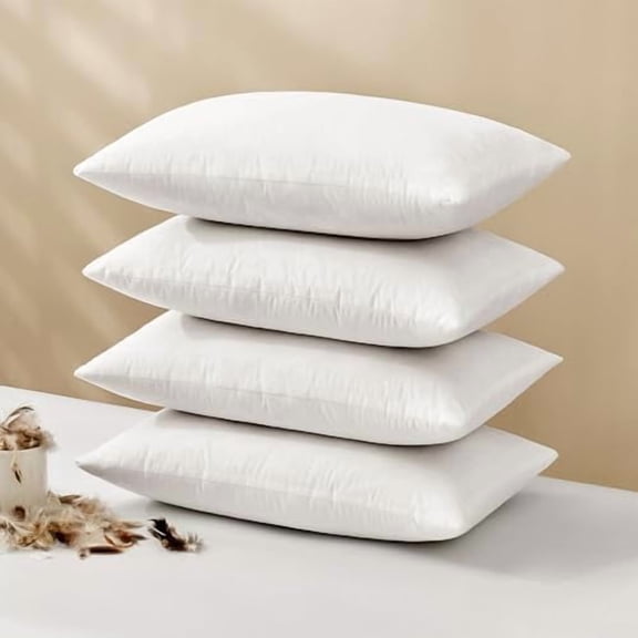 Pillow Inserts 12x20 (Pack of 4,White), Down Feather Throw Pillow Inserts, Premium Fluffy Stuffer Throw Pillows Cotton Fabric for Sofa Bed Couch