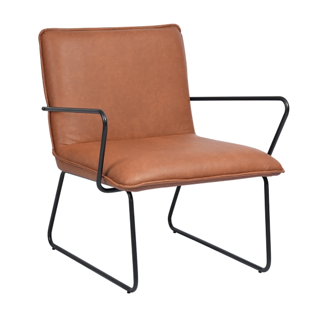 Pillow Lounge Chair Faux Leather Upholstery, Accent Chair Recliner Mid