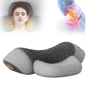 Pillow Massage Neck Hump, 3-in-1 Cervical Pillows Traction Massager, Heated Massage Neck Pillow Memory Foam with Rechargeable Grey