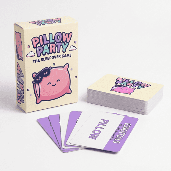 Pillow Party Sleepover Card Game, 76 Cozy Wellness Prompts, Talk It Out and Act It Out Clues, Self Care Night Activity, Friends, Spa Night, Calm Party Fun, Easy 60 Second Rounds, Giftable Deck