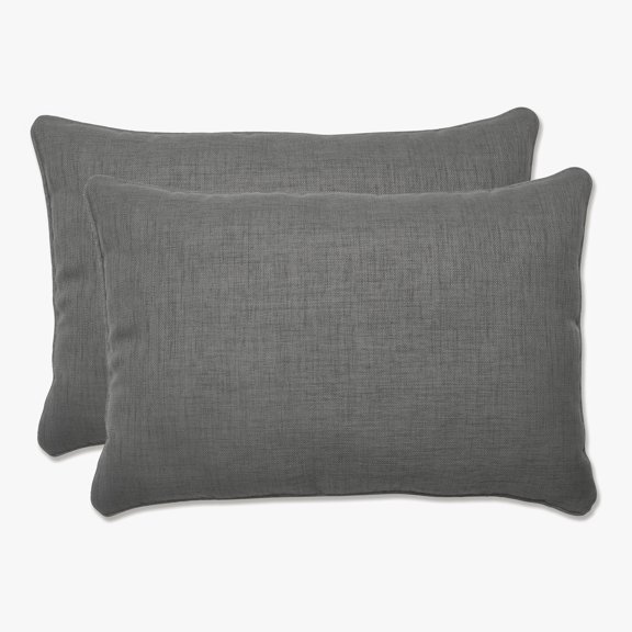 Pillow Perfect 24.5-inch by 16.5-inch Corded Rectangular Outdoor Throw Pillows (Set of 2) - Rave Graphite