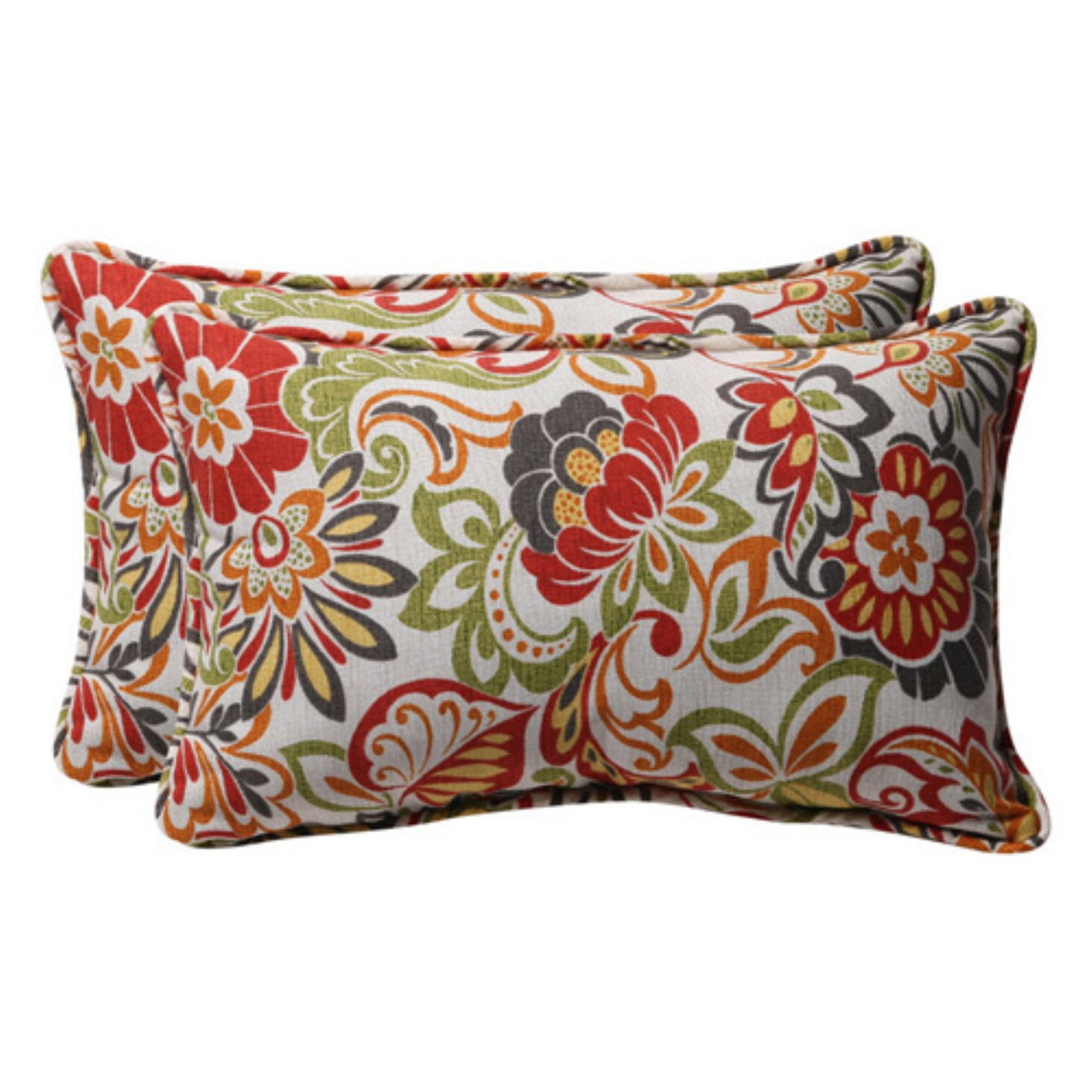 Zoe Multicolor Floral Outdoor Rectangular Throw Pillows Set