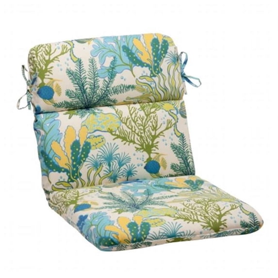 Pillow Perfect 496405 Splish Splash Blue Rounded Corners Chair Cushion