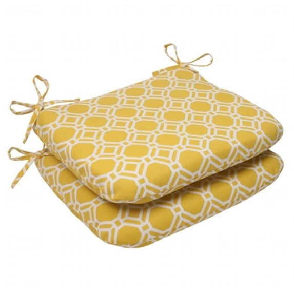 Pillow Perfect 506784 Rossmere Yellow Rounded Corners Seat Cushion (Set of 2)