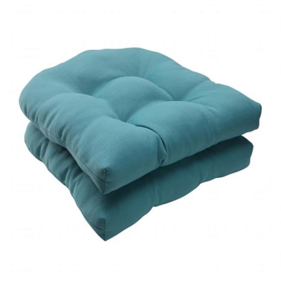 Pillow Perfect 507088 Forsyth Turquoise Wicker Seat Cushion (Set of 2)