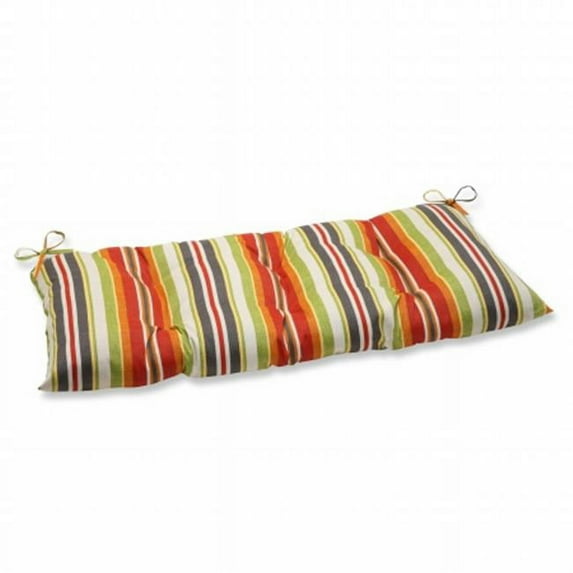Pillow Perfect 535609 Roxen Stripe Citrus Wrought Iron Loveseat Cushion