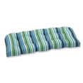 thumbnail image 1 of Pillow Perfect 537283 Topanga Stripe Lagoon Wicker Loveseat Cushion, 1 of 2