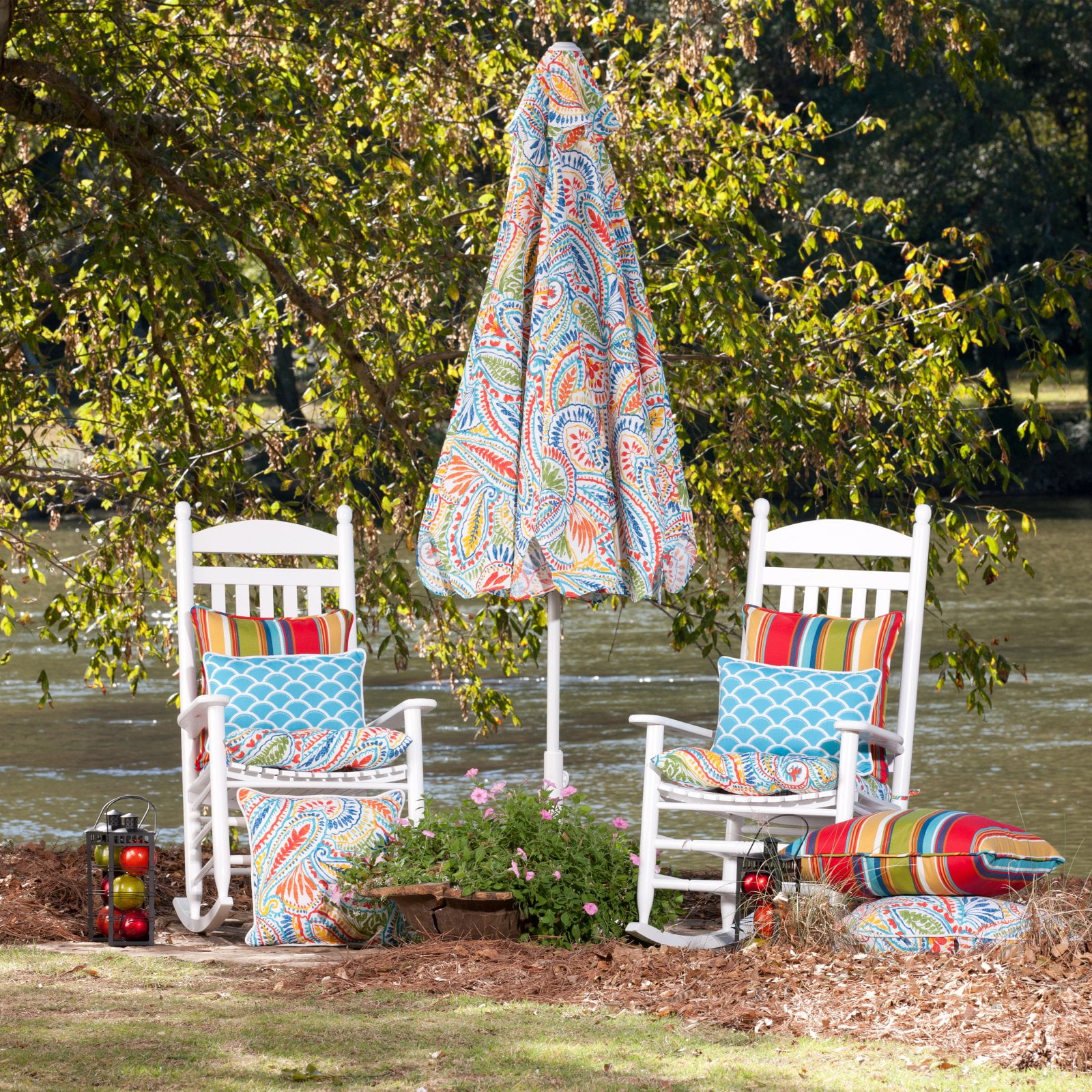 Ummi Multi-Color Polyester Tufted Chair Cushions Set of 2