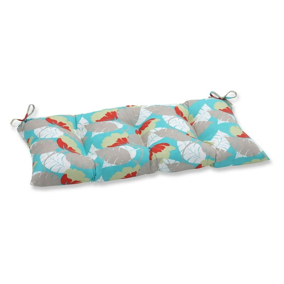 Pillow Perfect 592343 Indoor-Outdoor Avia Surf Wrought Iron Loveseat Cushion, Blue