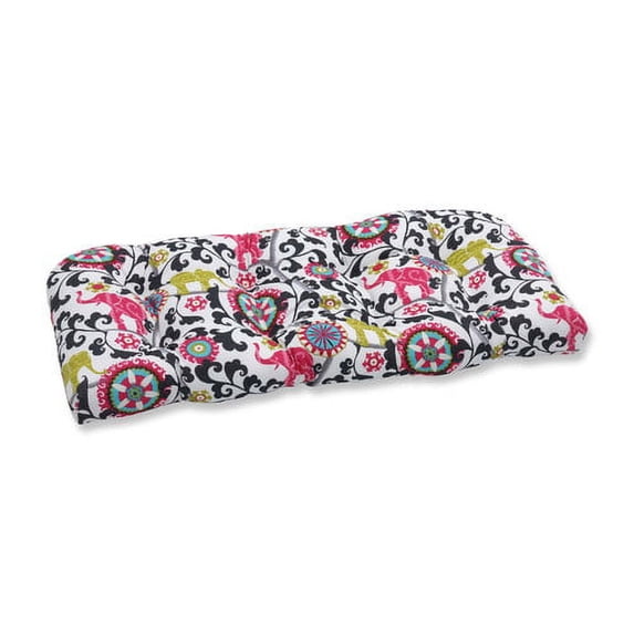 Pillow Perfect 595177 Indoor-Outdoor Menagerie Spectrum Wicker Loveseat Cushion, Black