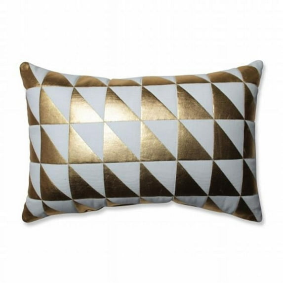 Pillow Perfect 599052 Glamour Triangle Gold & White Rectangular Throw Pillow