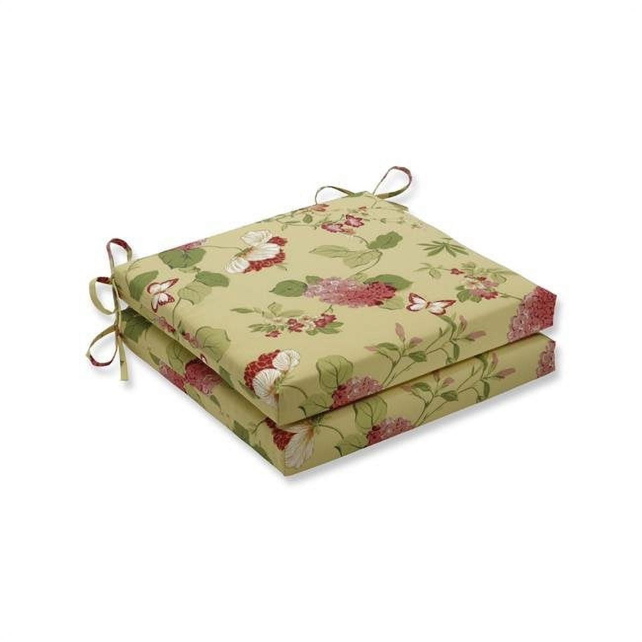 Pillow Perfect 614120 20 x 20 x 3 in. Outdoor & Indoor Risa Lemonade Squared Corners Seat Cushion, Gold - Set of 2