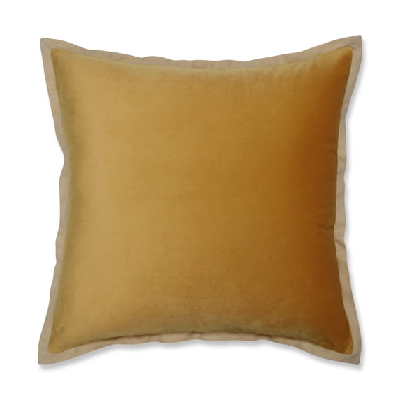 Pillow Perfect 615790 18 in. Velvet Flange Marigold Throw Pillow, Yellow