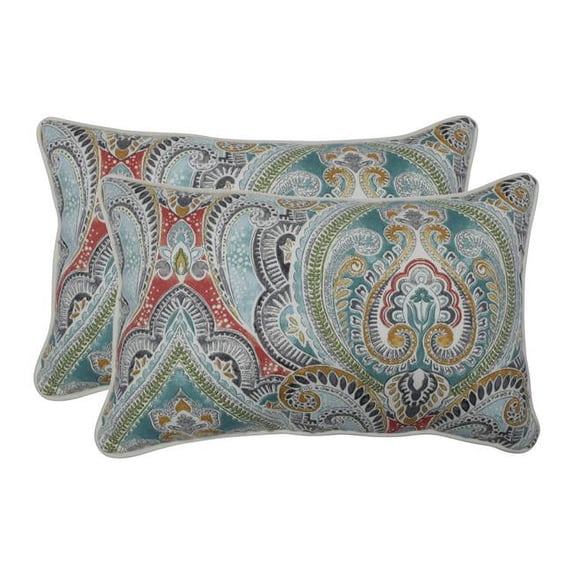 Pillow Perfect 621197 Outdoor & Indoor Pretty Witty Reef Rectangular Throw Pillow, Blue - Set of 2