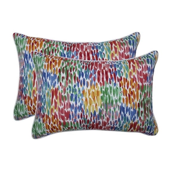 Pillow Perfect 621814 Outdoor & Indoor Make It Rain Zinnia Over-sized Rectangular Throw Pillow, Blue - Set of 2