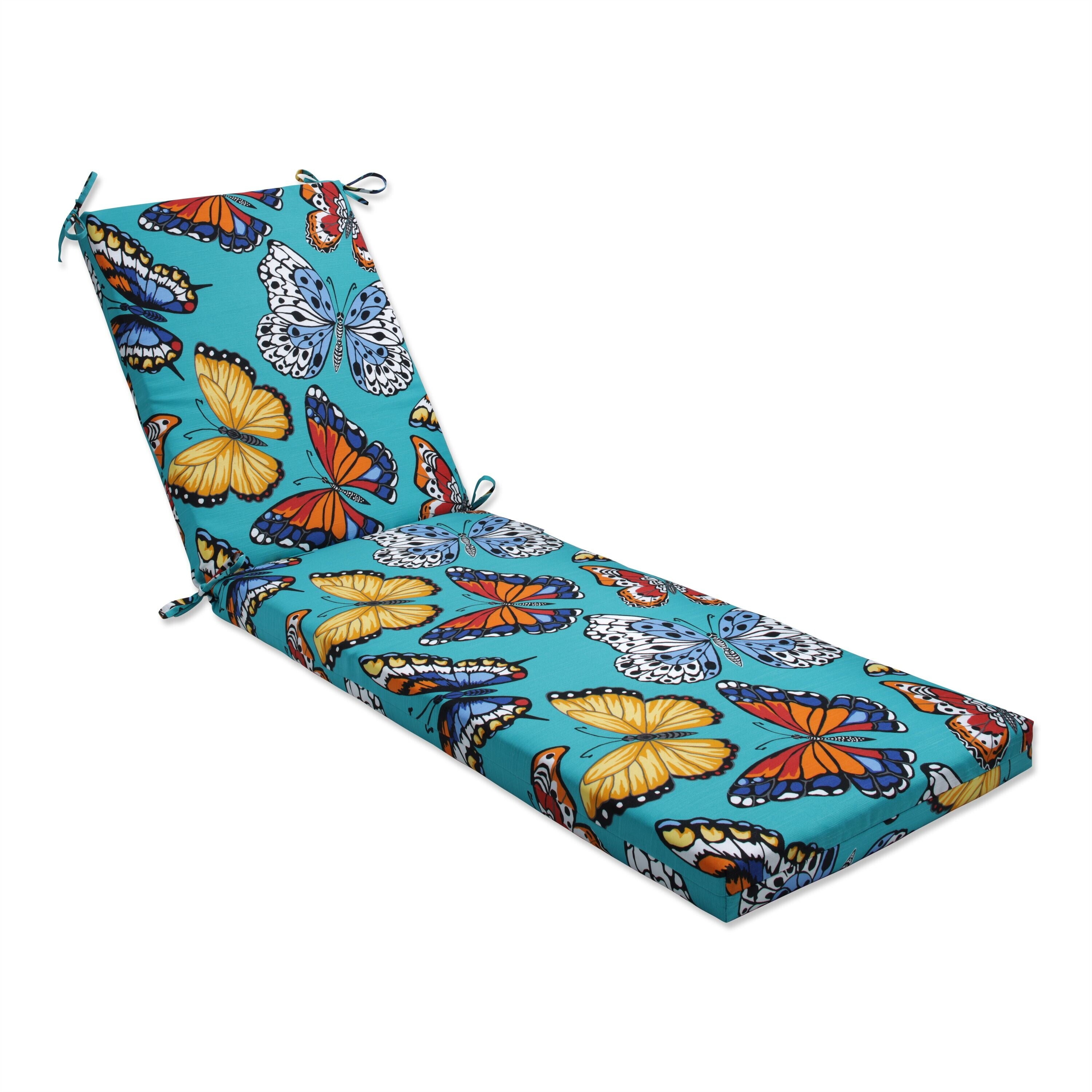 Pillow Perfect Butterfly Garden Turquoise Chaise Lounge Cushion 80x23x3