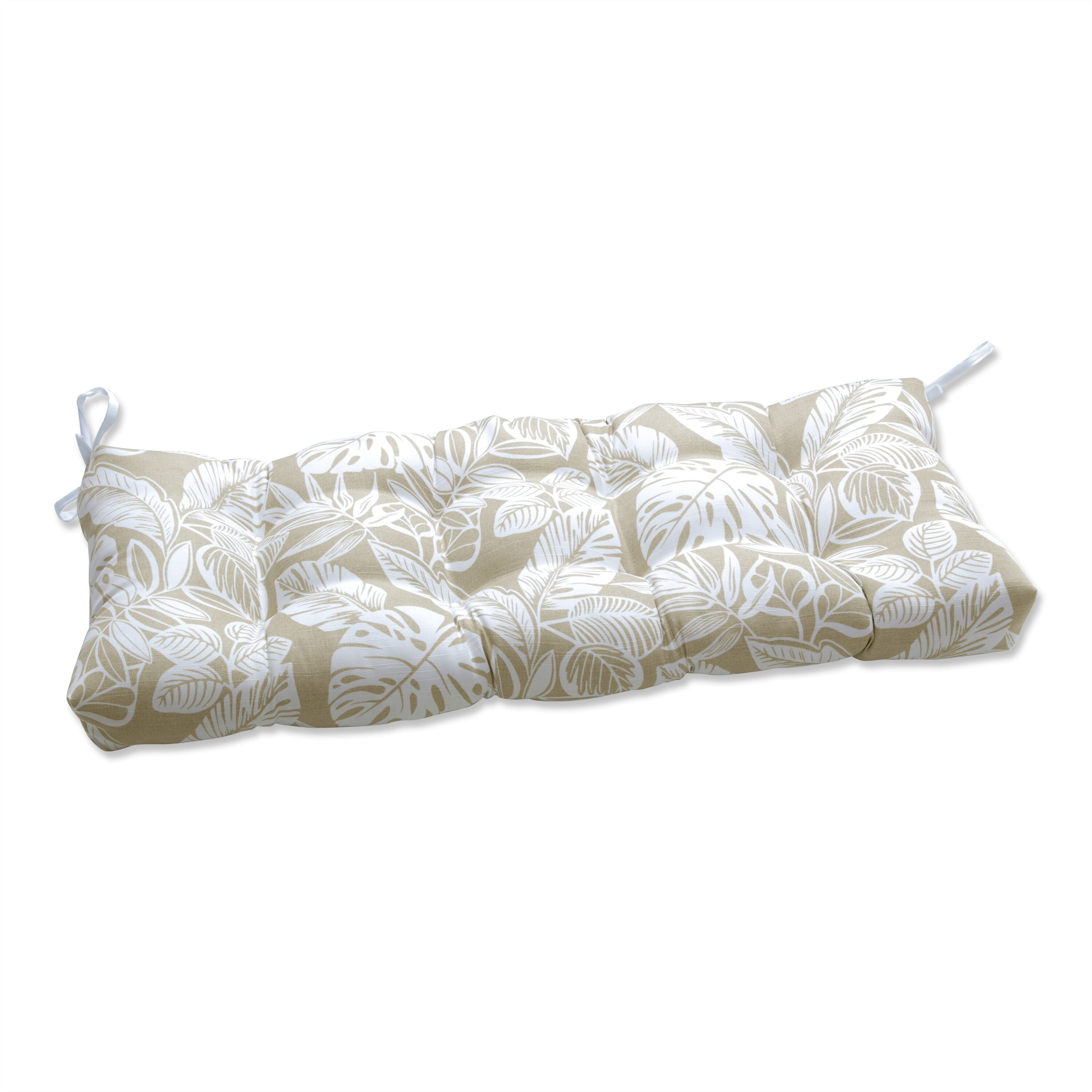 Pillow Perfect Delray Natural Outdoor Tufted Bench Swing Cushion 48 X 18 X 5