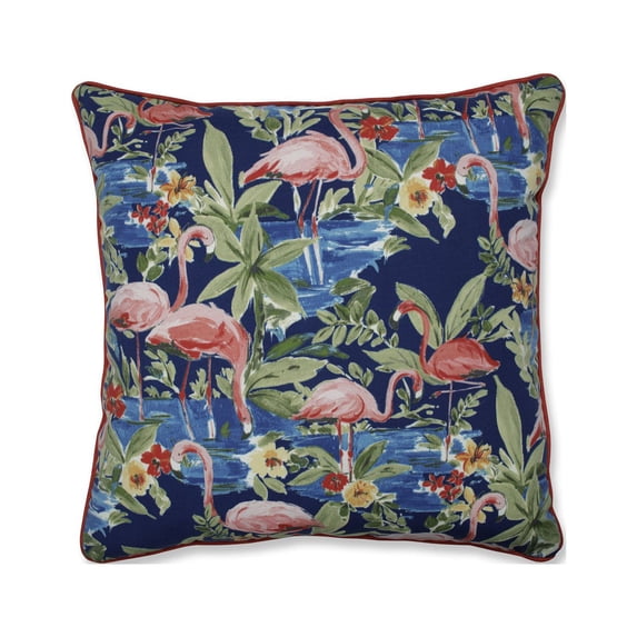 pillow perfect flamingoing lagoon 25 x 25 in. indoor / outdoor floor pillow