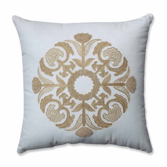 pillow perfect glamour medallion gold-white 17.5-inch throw pillow