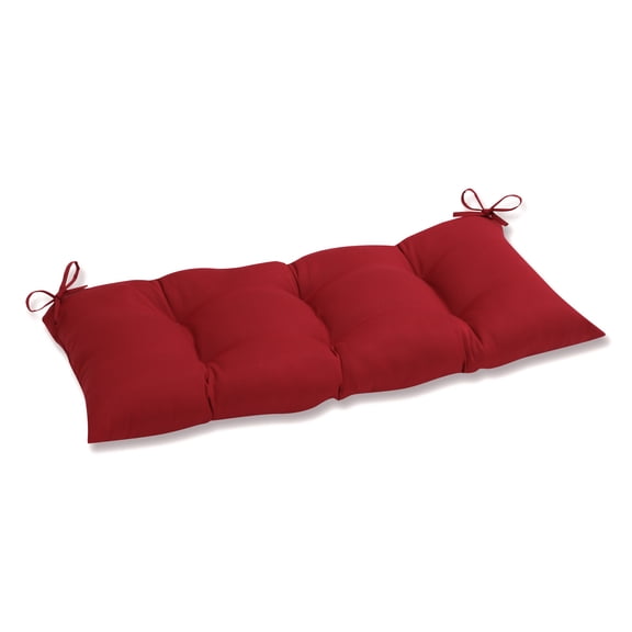 Pillow Perfect 44-inch Outdoor Loveseat/Bench Cushion with Ties - Pompeii Red