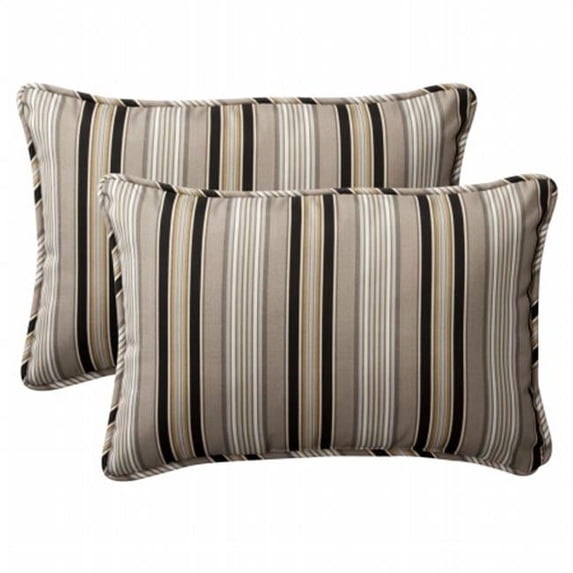 Pillow Perfect Inc. 386805 Getaway Stripe Black Rectangle Throw Pillow (Set of 2)