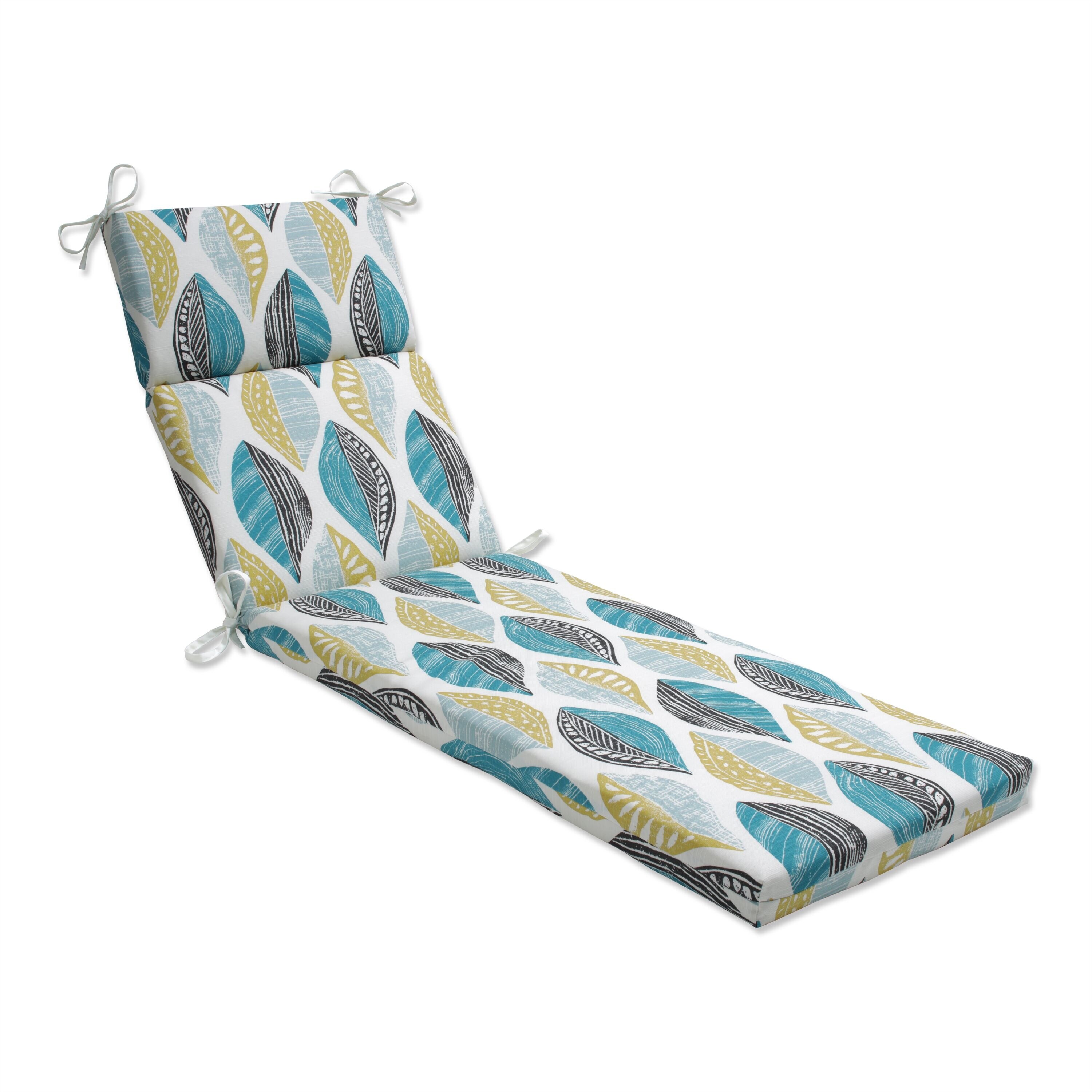 Pillow Perfect Leaf Block Teal Citron Chaise Lounge Cushion 72.5 X 21 X 3 Walmart