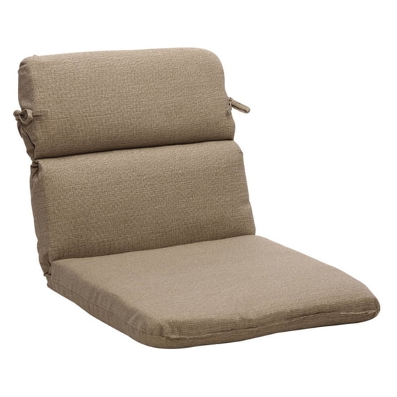 Pillow Perfect Monti Chino Solid Indoor/Outdoor One Piece Chair Cushion Deep Seat, Weather and Fade Resistant, Round Corner - 40.5" x 21", Tan