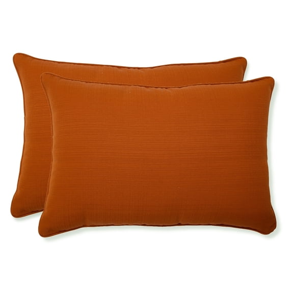 Pillow Perfect  Outdoor Cinnabar Corded Oversized Rectangular Throw Pillow in Burnt Orange (Set of 2)