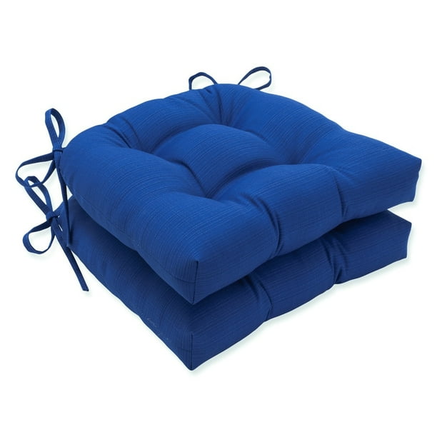 Pillow Perfect Outdoor Fresco Blue Reversible Chair Pad Set of 2 15.5 X 16 X 4 15.5 X 16 X 4 Walmart Business Supplies