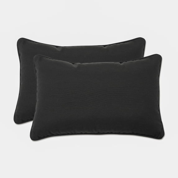 Pillow Perfect Outdoor Fresco Corded Rectangular Throw Pillow (Set of 2) Black