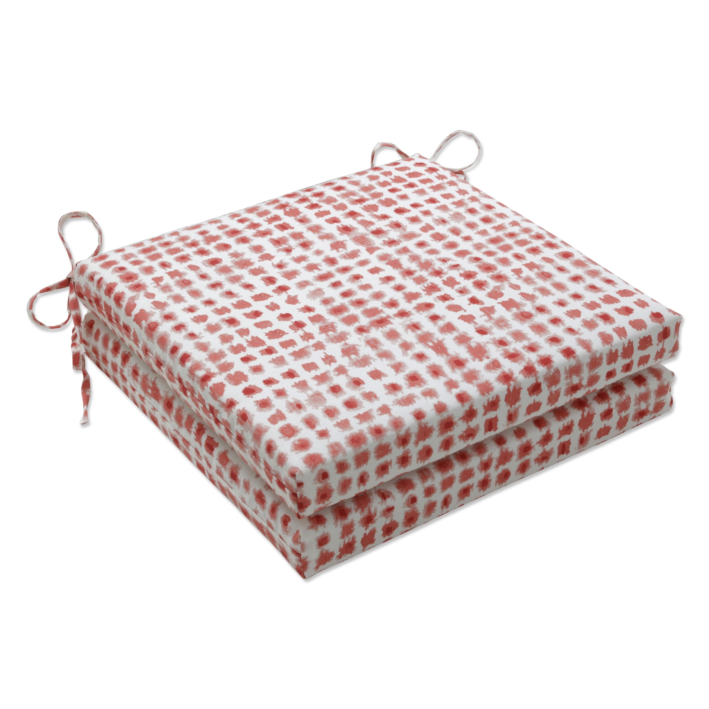 Modern Watercolor Dot Coral & Off-White Outdoor Seat Cushion Set