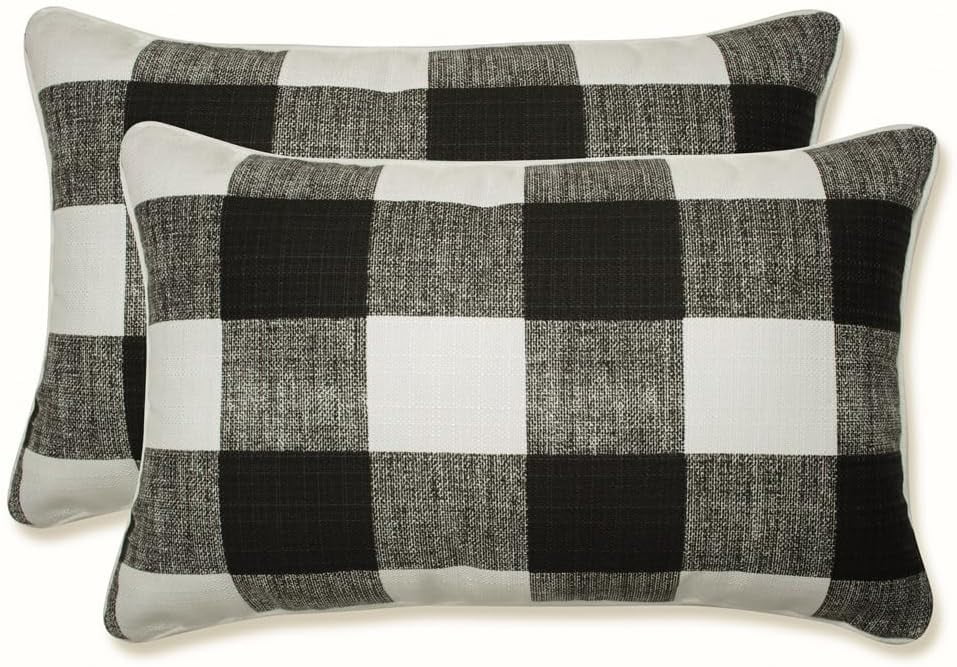 Modern Farmhouse Black and White Buffalo Check Lumbar Pillows Set