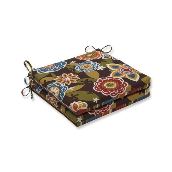 Pillow Perfect Outdoor/Indoor Annie / Westport Chocolate Brown Squared Corners Seat Cushion 20x20x3 (Set of 2)