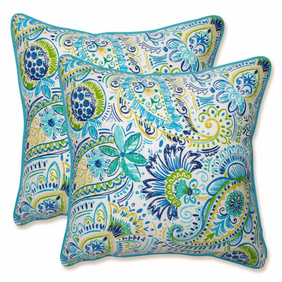 Pillow Perfect 18.5-inch Corded Square Outdoor Throw Pillows (Set of 2) - Gilford Baltic