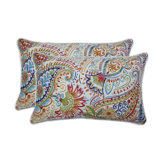 Set of 2 Blue UV/Fade Resistant Outdoor Patio Rectangular Throw Pillows 18.5"