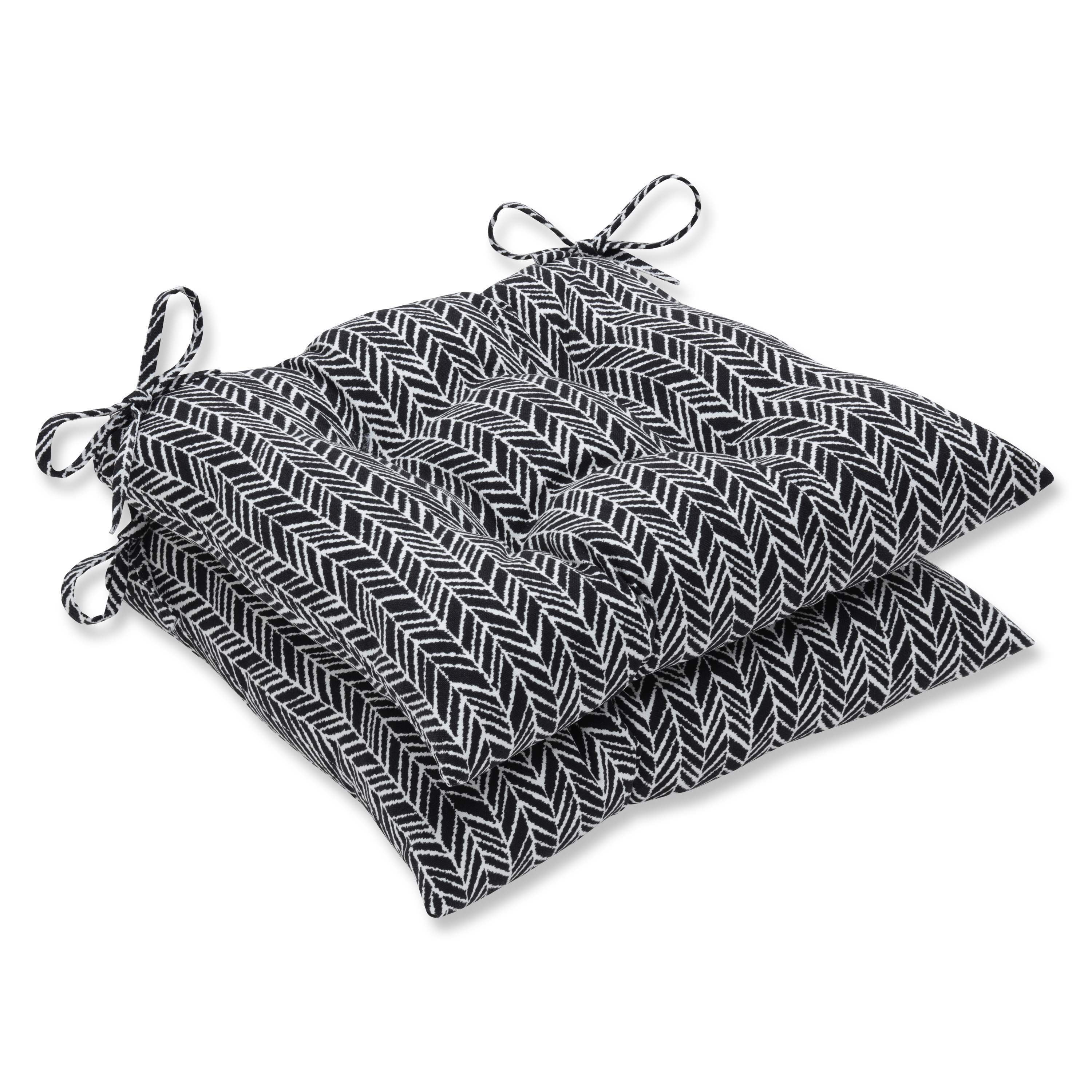 Pillow Perfect  Outdoor/ Indoor Herringbone Night Wrought Iron Seat Cushion (Set of 2)