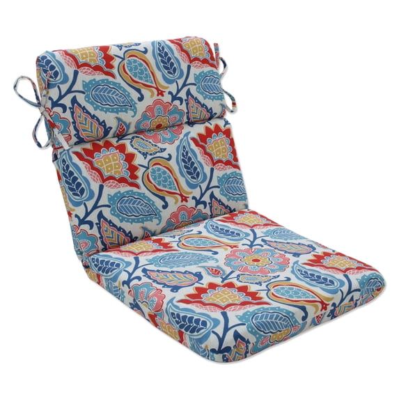 Pillow Perfect Outdoor | Indoor Moroccan Flowers Slate Blue Chair Cushion 40.5 X 21 X 3
