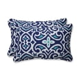 thumbnail image 1 of Pillow Perfect  Outdoor/ Indoor New Damask  Marine Rectangular Throw Pillow (Set of 2) Blue 18.5x11.5x5, 1 of 3