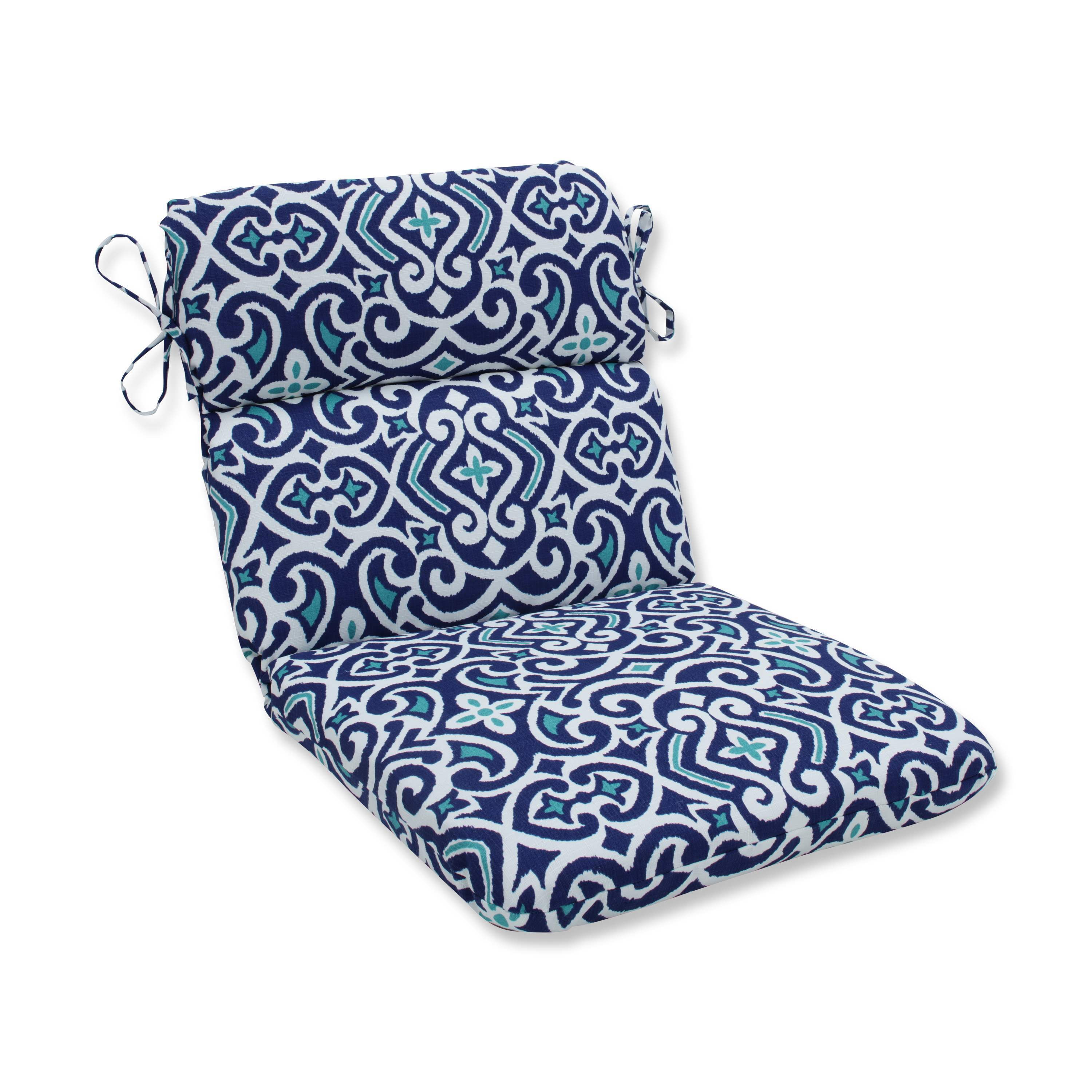 Pillow Perfect  Outdoor/ Indoor New Damask  Marine Rounded Corners Chair Cushion