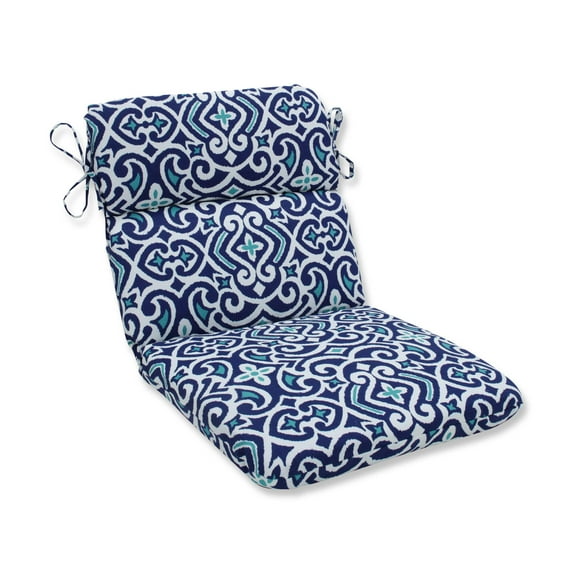 Pillow Perfect  Outdoor/ Indoor New Damask  Marine Rounded Corners Chair Cushion