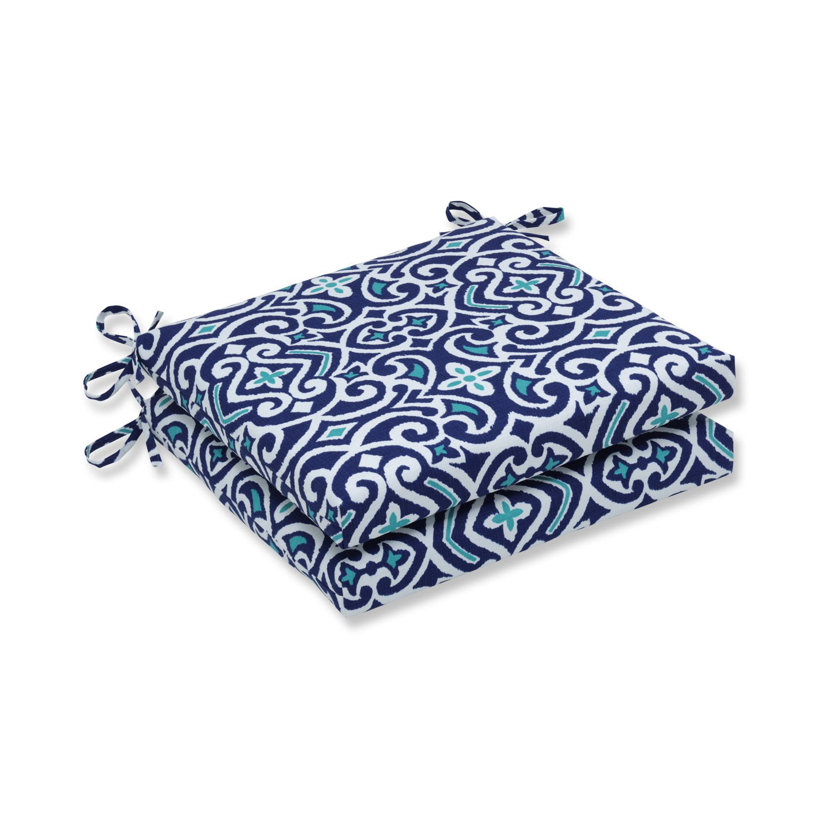 Pillow Perfect Outdoor/ Indoor New Damask Marine Squared Corners Seat