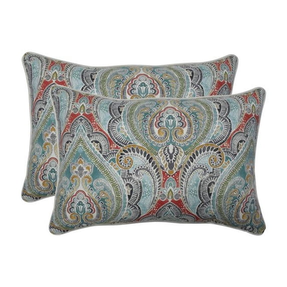 Pillow Perfect Outdoor / Indoor Pretty Witty Reef Blue Over-sized Rectangular Throw Pillow (Set of 2)