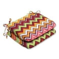 thumbnail image 1 of Pillow Perfect Outdoor/ Indoor Zig Zag Raspberry Rounded Corners Seat Cushion (Set of 2), 1 of 2