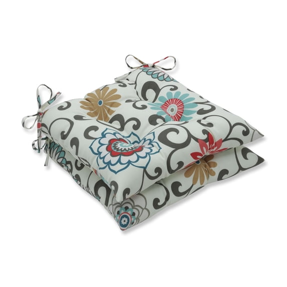 Pillow Perfect Pom Pom Play Tufted Seat Cushions (Set of 2) Peachtini