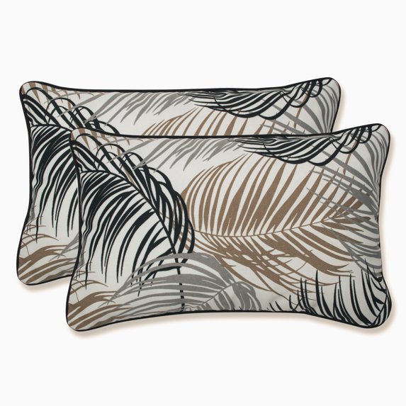 Pillow Perfect 18.5-inch by 11.5-inch Corded Rectangular Outdoor Throw Pillows (Set of 2) - Setra Stone