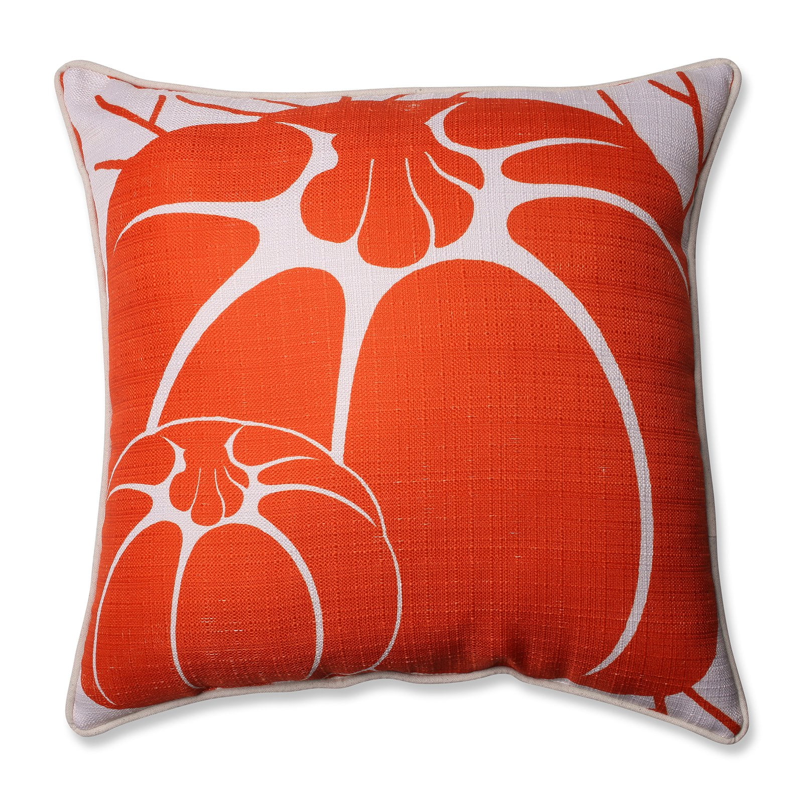 Beige and Orange Two Pumpkins Square Throw Pillow